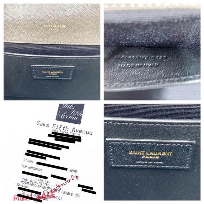 Saint Laurent Pebble Medium Envelope Monogram Matelasse Grey Leather Shoulder Bag - image 11