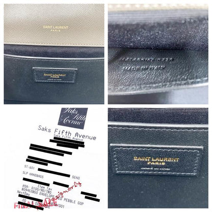 Saint Laurent Pebble Medium Envelope Monogram Matelasse Grey Leather Shoulder Bag - image 11