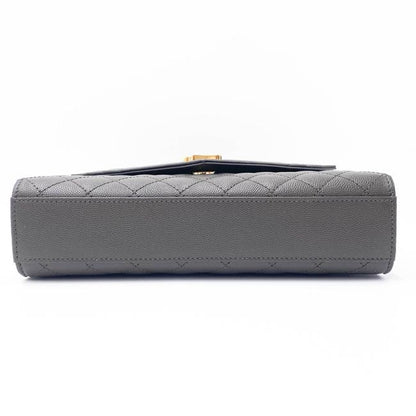 Saint Laurent Pebble Medium Envelope Monogram Matelasse Grey Leather Shoulder Bag - image 7