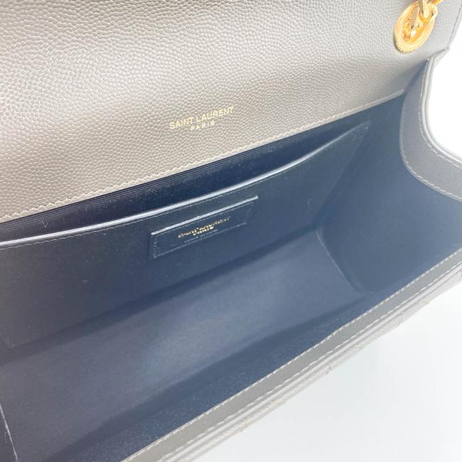Saint Laurent Pebble Medium Envelope Monogram Matelasse Grey Leather Shoulder Bag - image 9