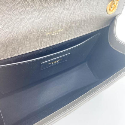 Saint Laurent Pebble Medium Envelope Monogram Matelasse Grey Leather Shoulder Bag - image 9