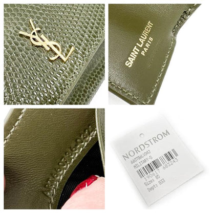 Saint Laurent Rider Military Shiny Chain Monogram Green Calfskin Leather Cross Body Bag - photo 12