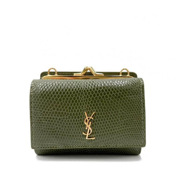 Saint Laurent Rider Military Shiny Chain Monogram Green Calfskin Leather Cross Body Bag - photo 4
