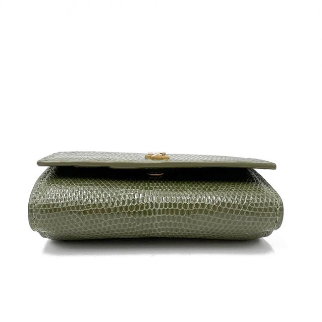 Saint Laurent Rider Military Shiny Chain Monogram Green Calfskin Leather Cross Body Bag - photo 8