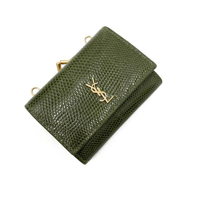 Saint Laurent Rider Military Shiny Chain Monogram Green Calfskin Leather Cross Body Bag - photo 9