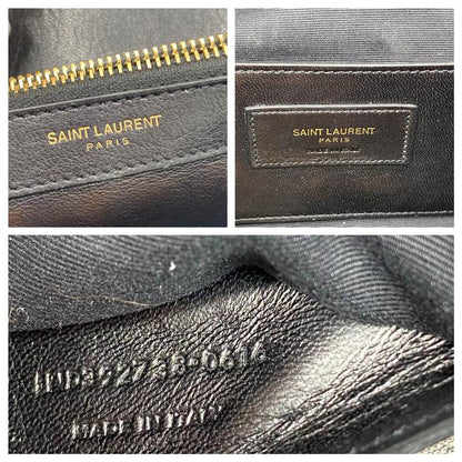 Saint Laurent Sheepskin Matelasse Chevron Monogram Large College Satchel Black Leather Shoulder Bag - image 11