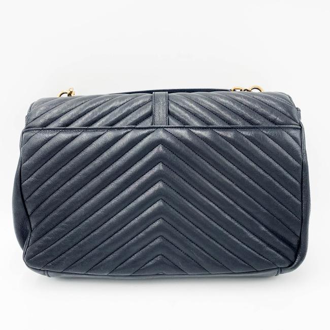 Saint Laurent Sheepskin Matelasse Chevron Monogram Large College Satchel Black Leather Shoulder Bag - image 4