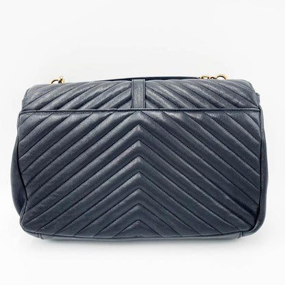 Saint Laurent Sheepskin Matelasse Chevron Monogram Large College Satchel Black Leather Shoulder Bag - image 4