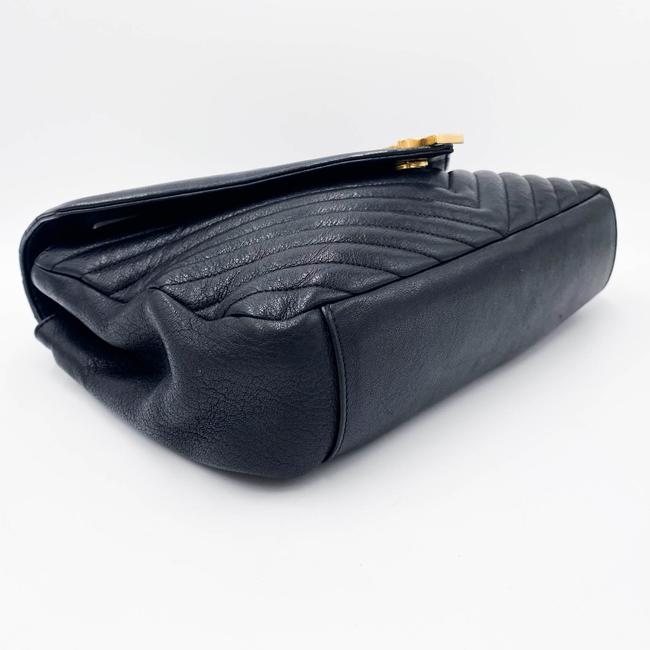 Saint Laurent Sheepskin Matelasse Chevron Monogram Large College Satchel Black Leather Shoulder Bag - image 5