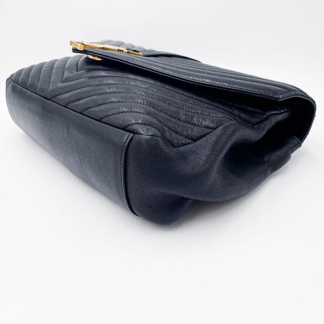 Saint Laurent Sheepskin Matelasse Chevron Monogram Large College Satchel Black Leather Shoulder Bag - image 6
