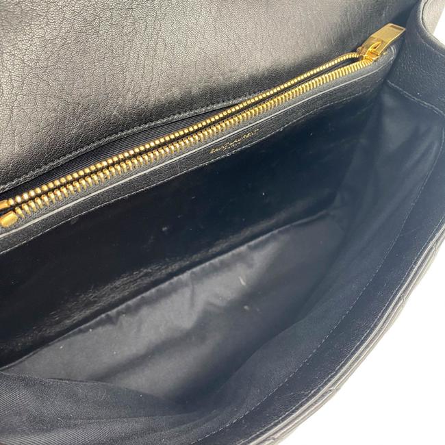 Saint Laurent Sheepskin Matelasse Chevron Monogram Large College Satchel Black Leather Shoulder Bag - image 9