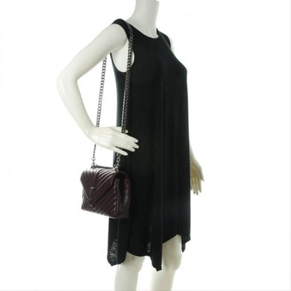 Saint Laurent Sheepskin Matelasse Chevron Monogram Medium College Amaranto Burgundy Leather Shoulder Bag - image 2