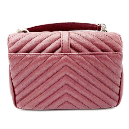 Saint Laurent Sheepskin Matelasse Chevron Monogram Medium College Amaranto Burgundy Leather Shoulder Bag - image 3