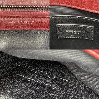 Saint Laurent Sheepskin Matelasse Chevron Monogram Medium College Amaranto Burgundy Leather Shoulder Bag - image 10