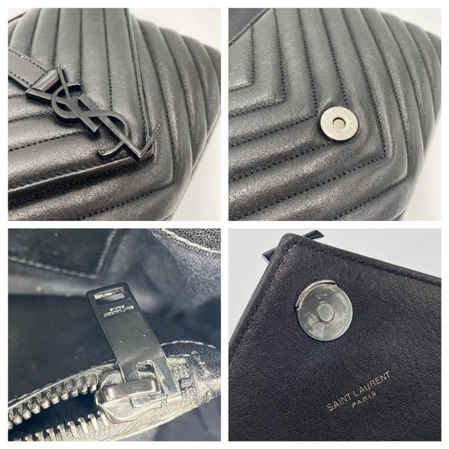 Saint Laurent Sheepskin Matelasse Chevron Monogram Medium College Noir Black Leather Shoulder Bag - image 11