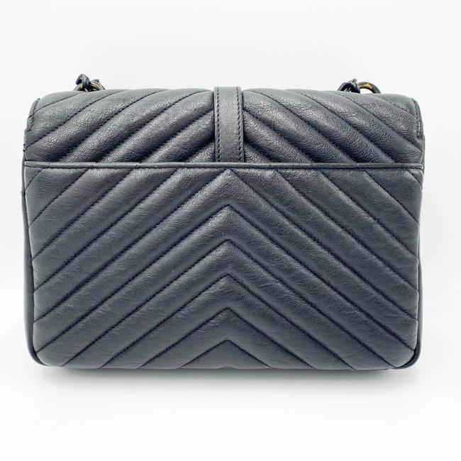 Saint Laurent Sheepskin Matelasse Chevron Monogram Medium College Noir Black Leather Shoulder Bag - image 5