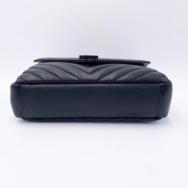 Saint Laurent Sheepskin Matelasse Chevron Monogram Medium College Noir Black Leather Shoulder Bag - image 6
