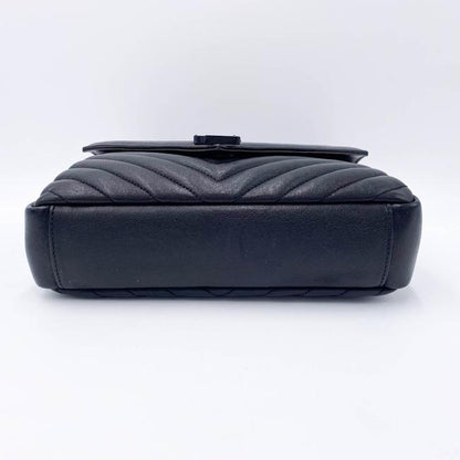 Saint Laurent Sheepskin Matelasse Chevron Monogram Medium College Noir Black Leather Shoulder Bag - image 6