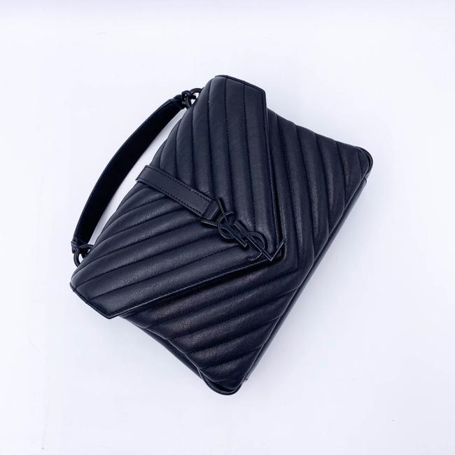 Saint Laurent Sheepskin Matelasse Chevron Monogram Medium College Noir Black Leather Shoulder Bag - image 7