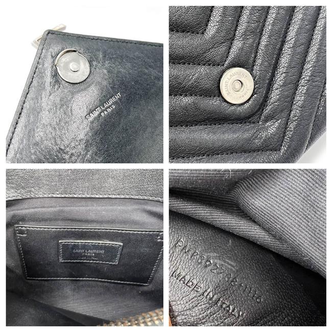 Saint Laurent Shw Matelasse Chevron Monogram Large College Satchel Black Sheepskin Leather Shoulder Bag - image 11