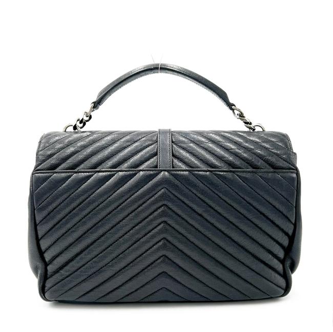 Saint Laurent Shw Matelasse Chevron Monogram Large College Satchel Black Sheepskin Leather Shoulder Bag - image 4