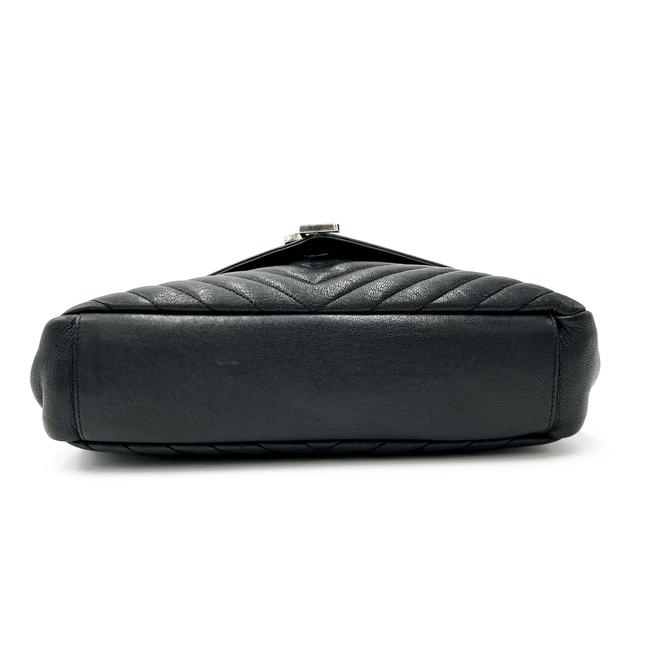 Saint Laurent Shw Matelasse Chevron Monogram Large College Satchel Black Sheepskin Leather Shoulder Bag - image 5