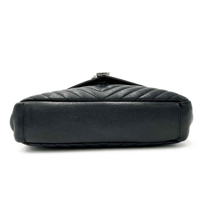 Saint Laurent Shw Matelasse Chevron Monogram Large College Satchel Black Sheepskin Leather Shoulder Bag - image 5