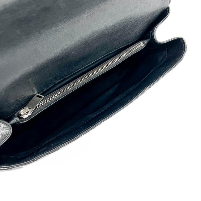 Saint Laurent Shw Matelasse Chevron Monogram Large College Satchel Black Sheepskin Leather Shoulder Bag - image 9
