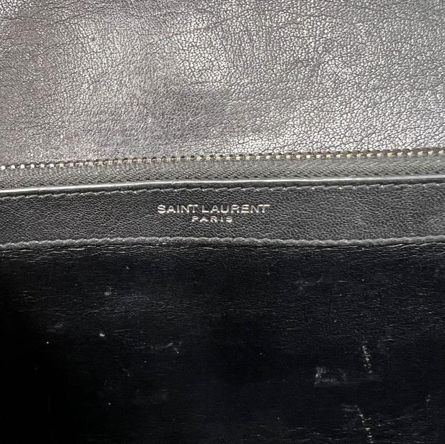 Saint Laurent Shw Matelasse Chevron Monogram Large College Satchel Black Sheepskin Leather Shoulder Bag - image 10