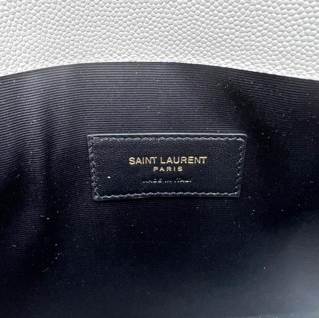 Saint Laurent Uptown Off-white Textured Leather White Canvas Clutch - photo 11