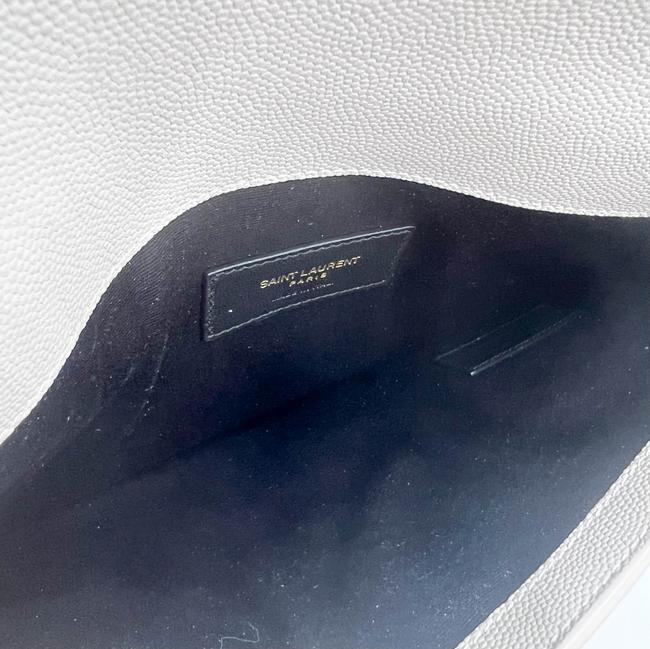 Saint Laurent Uptown Off-white Textured Leather White Canvas Clutch - photo 10