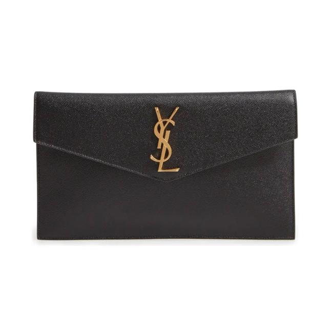 Saint Laurent Monogram Uptown Calfskin Envelope Black Leather Clutch - photo 1