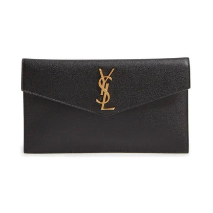 Saint Laurent Monogram Uptown Calfskin Envelope Black Leather Clutch - photo 1