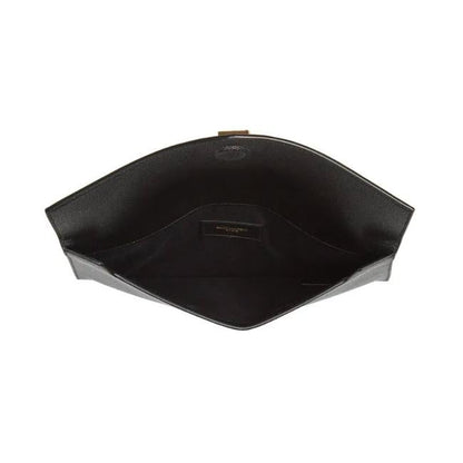 Saint Laurent Monogram Uptown Calfskin Envelope Black Leather Clutch - photo 3