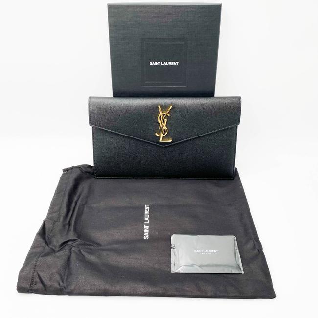 Saint Laurent Monogram Uptown Calfskin Envelope Black Leather Clutch - photo 5