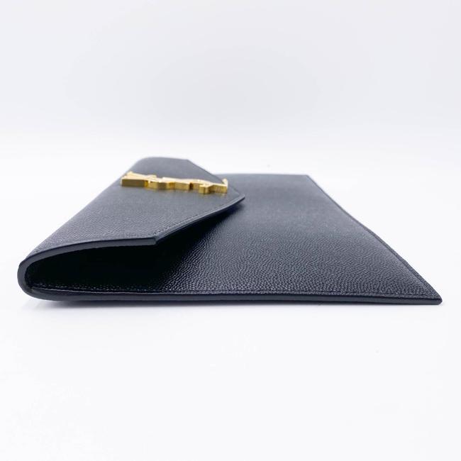 Saint Laurent Monogram Uptown Calfskin Envelope Black Leather Clutch - photo 7