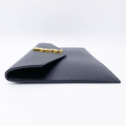 Saint Laurent Monogram Uptown Calfskin Envelope Black Leather Clutch - photo 7
