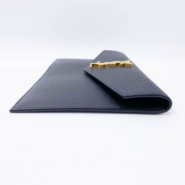 Saint Laurent Monogram Uptown Calfskin Envelope Black Leather Clutch - photo 8