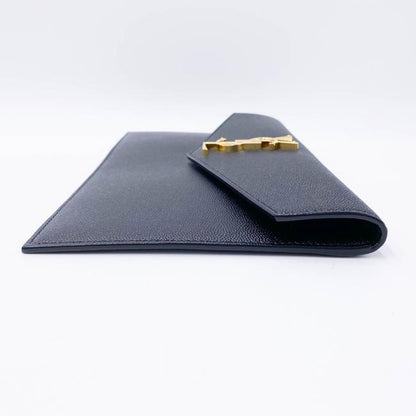 Saint Laurent Monogram Uptown Calfskin Envelope Black Leather Clutch - photo 8