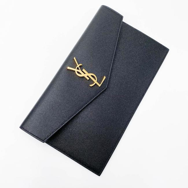Saint Laurent Monogram Uptown Calfskin Envelope Black Leather Clutch - photo 9