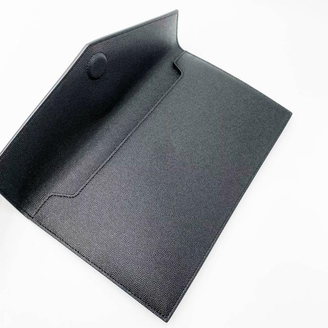 Saint Laurent Monogram Uptown Calfskin Envelope Black Leather Clutch - photo 10