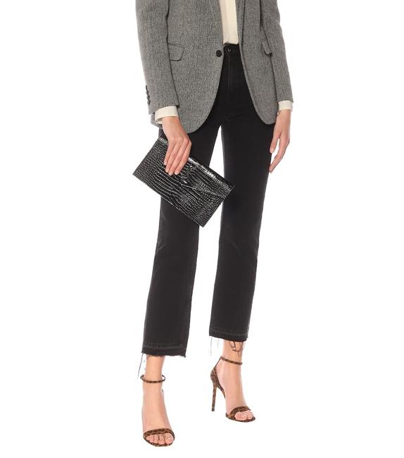 Saint Laurent Uptown Embossed Monogram Black Crocodile Skin Leather Clutch - photo 2