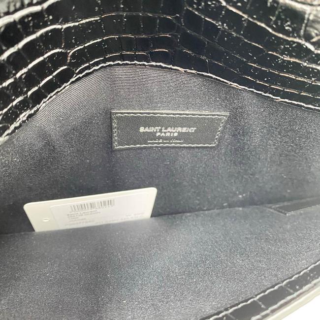 Saint Laurent Uptown Embossed Monogram Black Crocodile Skin Leather Clutch - photo 11