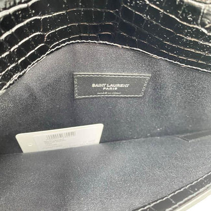 Saint Laurent Uptown Embossed Monogram Black Crocodile Skin Leather Clutch - photo 11