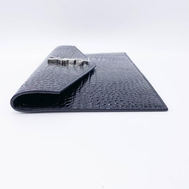 Saint Laurent Uptown Embossed Monogram Black Crocodile Skin Leather Clutch - photo 7