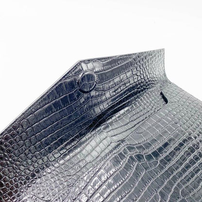 Saint Laurent Uptown Embossed Monogram Black Crocodile Skin Leather Clutch - photo 10