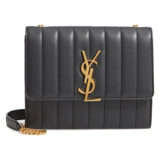 Saint Laurent Vicky Small Wallet On A Chain Black Leather Shoulder Bag - photo 1