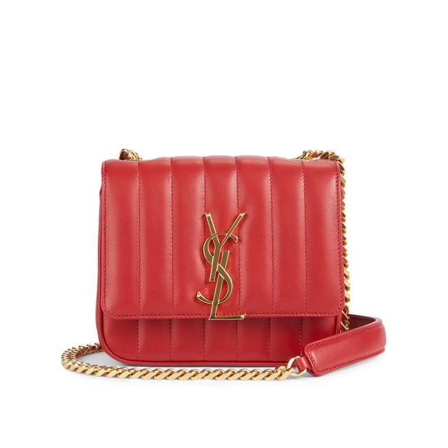 Saint Laurent Vicky Women's Small Quilted Red Leather Shoulder Bag - image 1