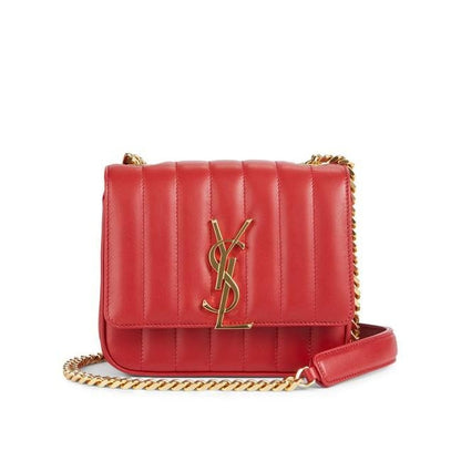 Saint Laurent Vicky Women's Small Quilted Red Leather Shoulder Bag - image 1