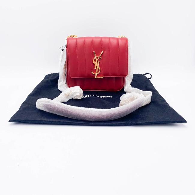 Saint Laurent Vicky Women's Small Quilted Red Leather Shoulder Bag - image 3